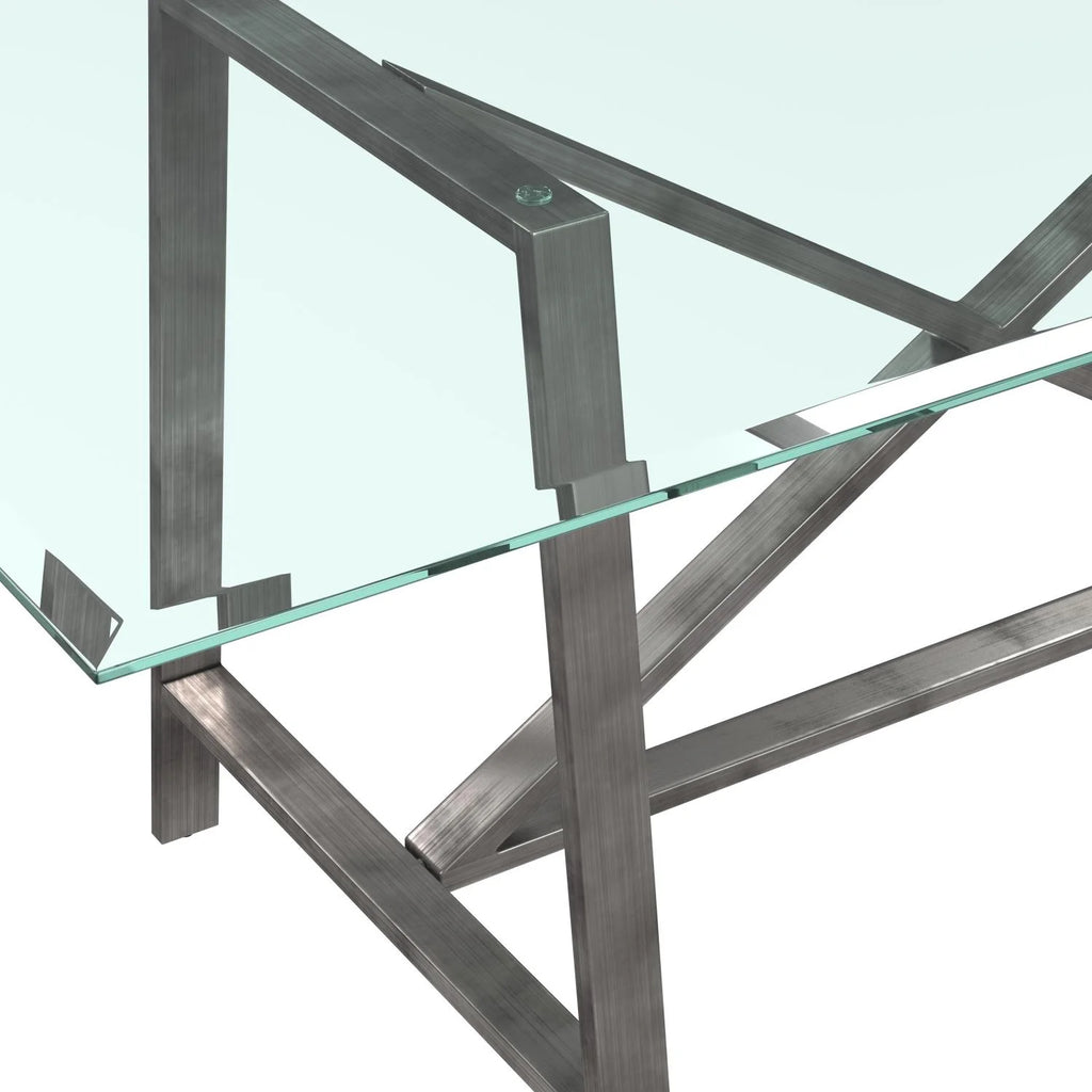 Rectangular Metal & Glass Dining Table in Pewter K388439