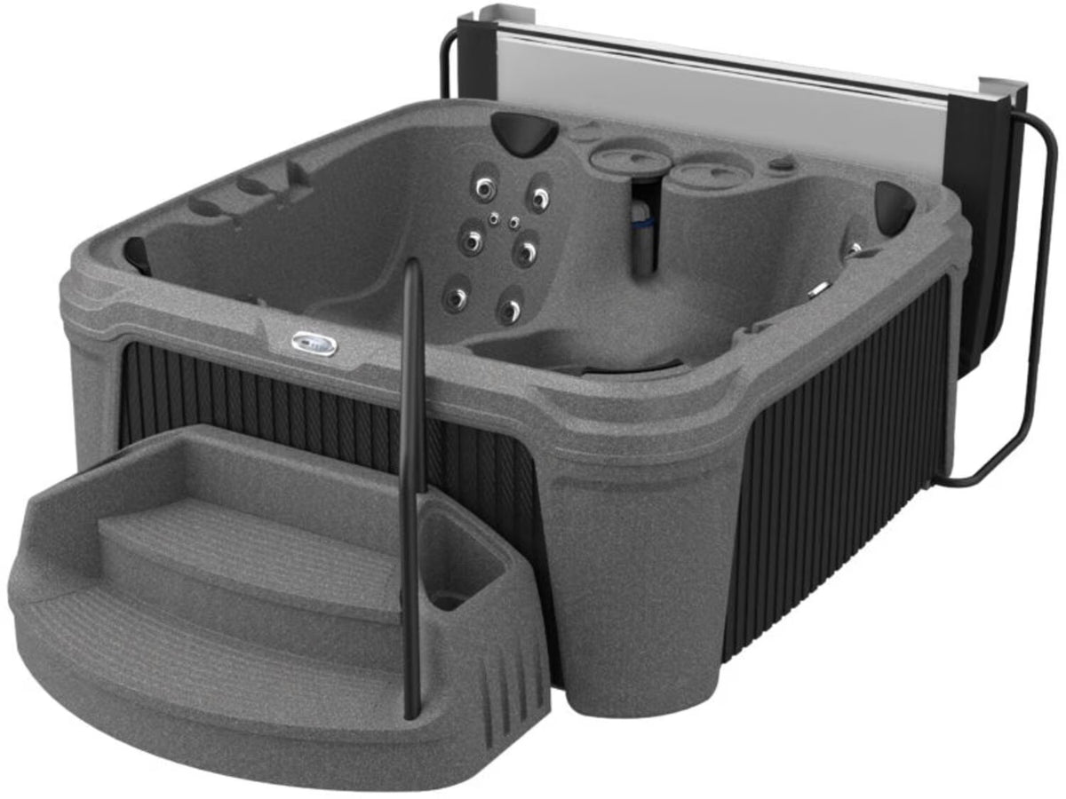 6-Person 35-Jet Plug and Play Hot Tub with 2 LED Waterfalls, Step with Handrail and Cover with Lifter V378