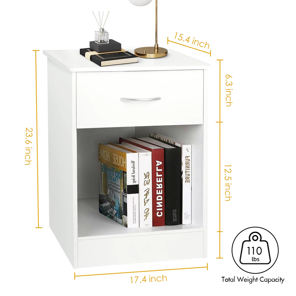 White Nightstand with Drawer T501