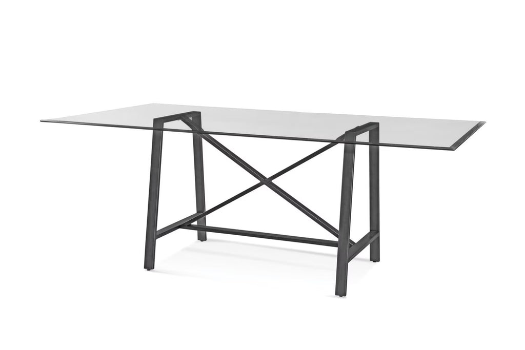 Rectangular Metal & Glass Dining Table in Pewter K388439