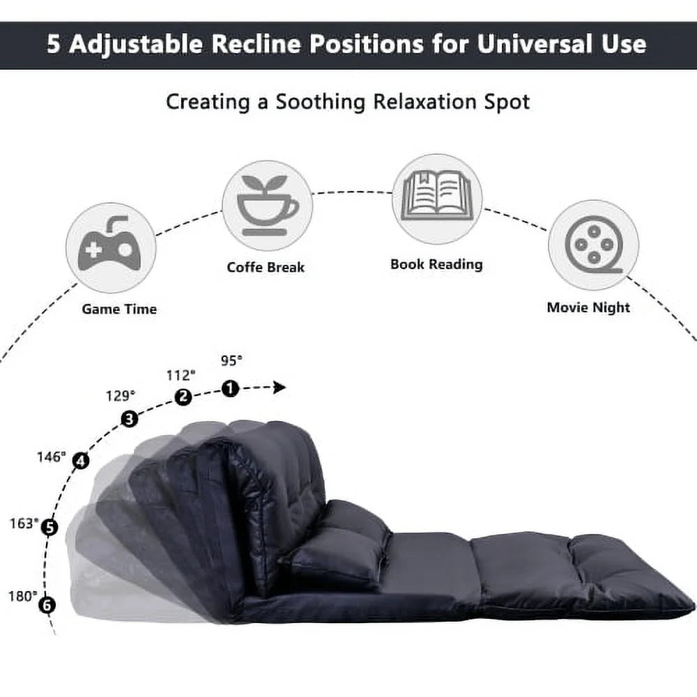 Adjustable Folding Futon Sofa with Two Pillows B9940