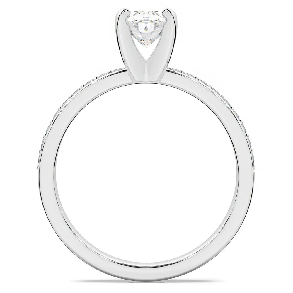 Oval Moissanite & Lab Grown Diamond Engagement Ring B12250