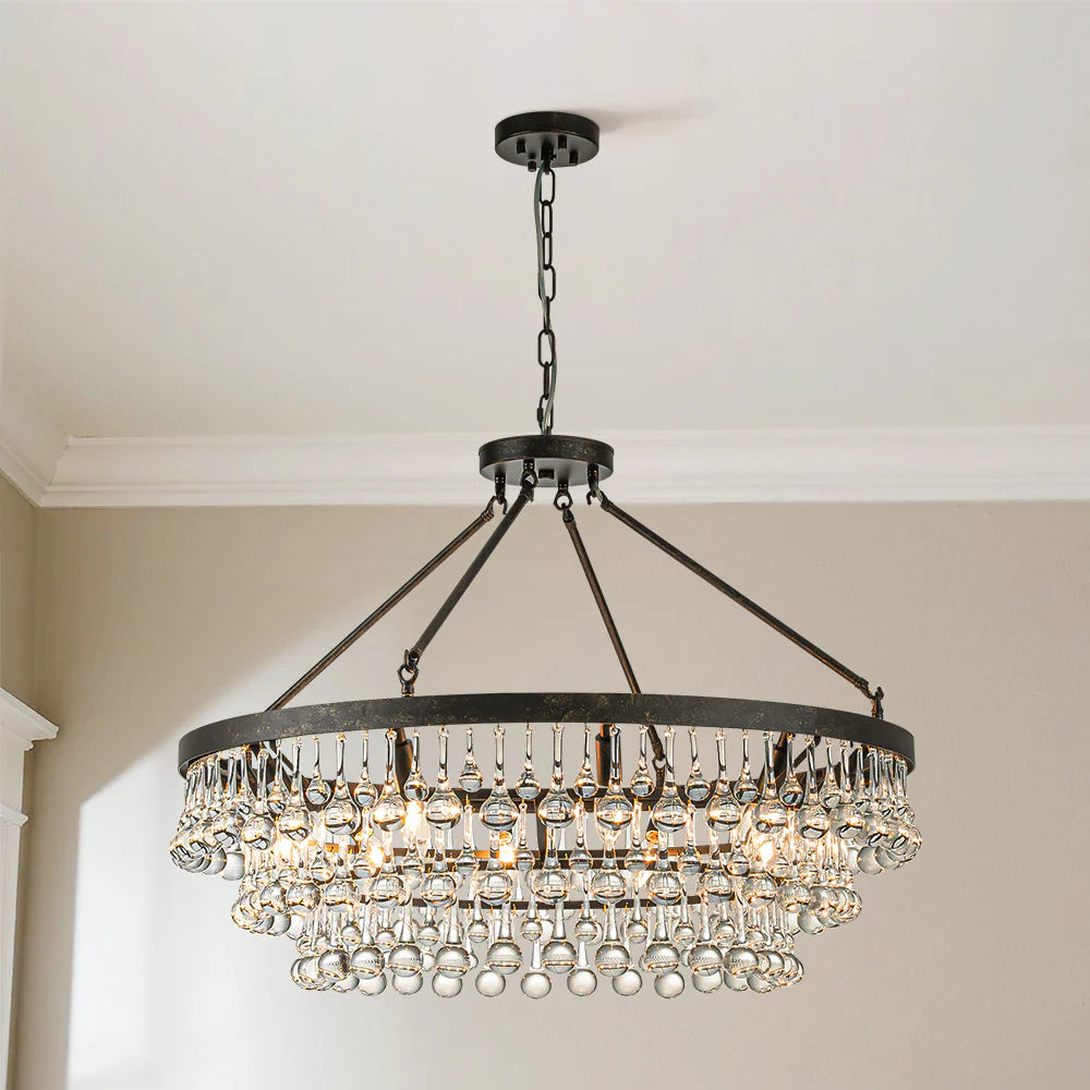 10-Light 3-Tier Drum Crystal Chandelier C4259