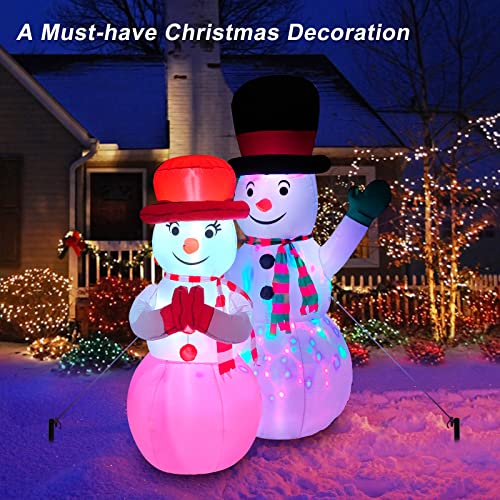 7 FT Inflatable Snowman with Built-in Rotating LED Light D755833