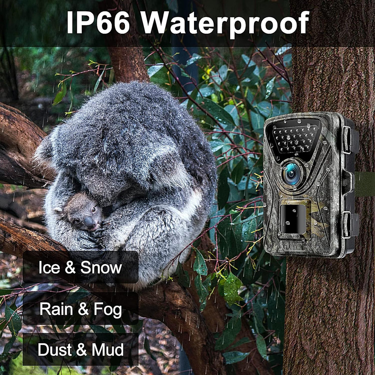 2.7K 28MP Trail Camera with Night Vision, Waterproof IP66, Pack of 2 K4469