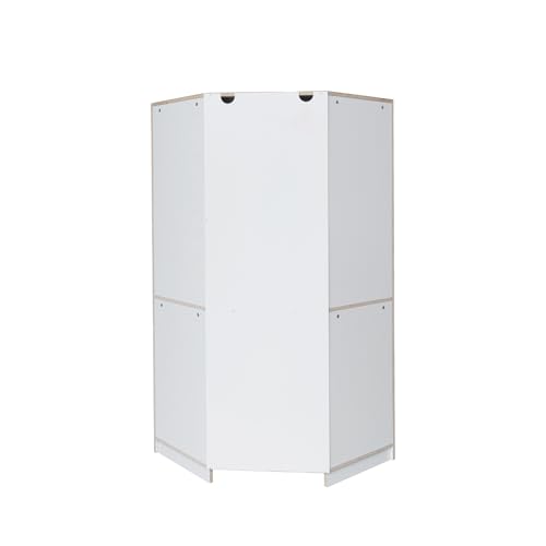Natural Polygon Wooden Corner Wardrobe Closet with 2 Hanging Rails & Shelves T313384