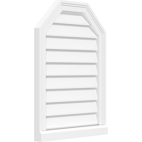 34x22W x 34x22H Octagonal Top Surface Mount PVC Gable Vent with Brickmoul T302