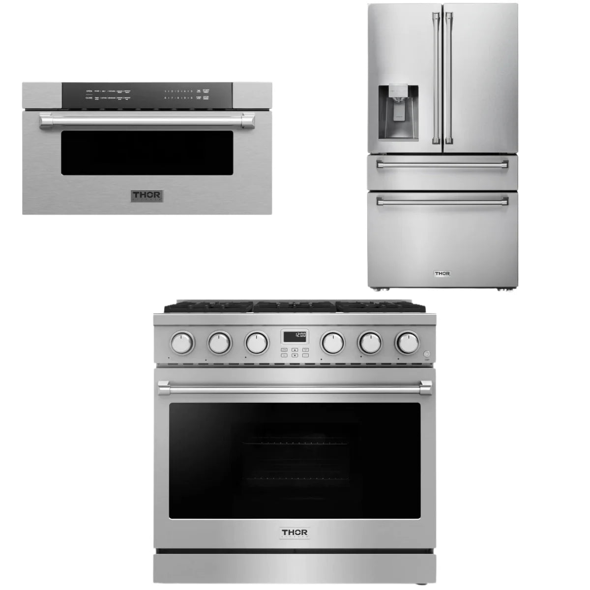 36 Gas Range, Refrigerator and Microwave A478