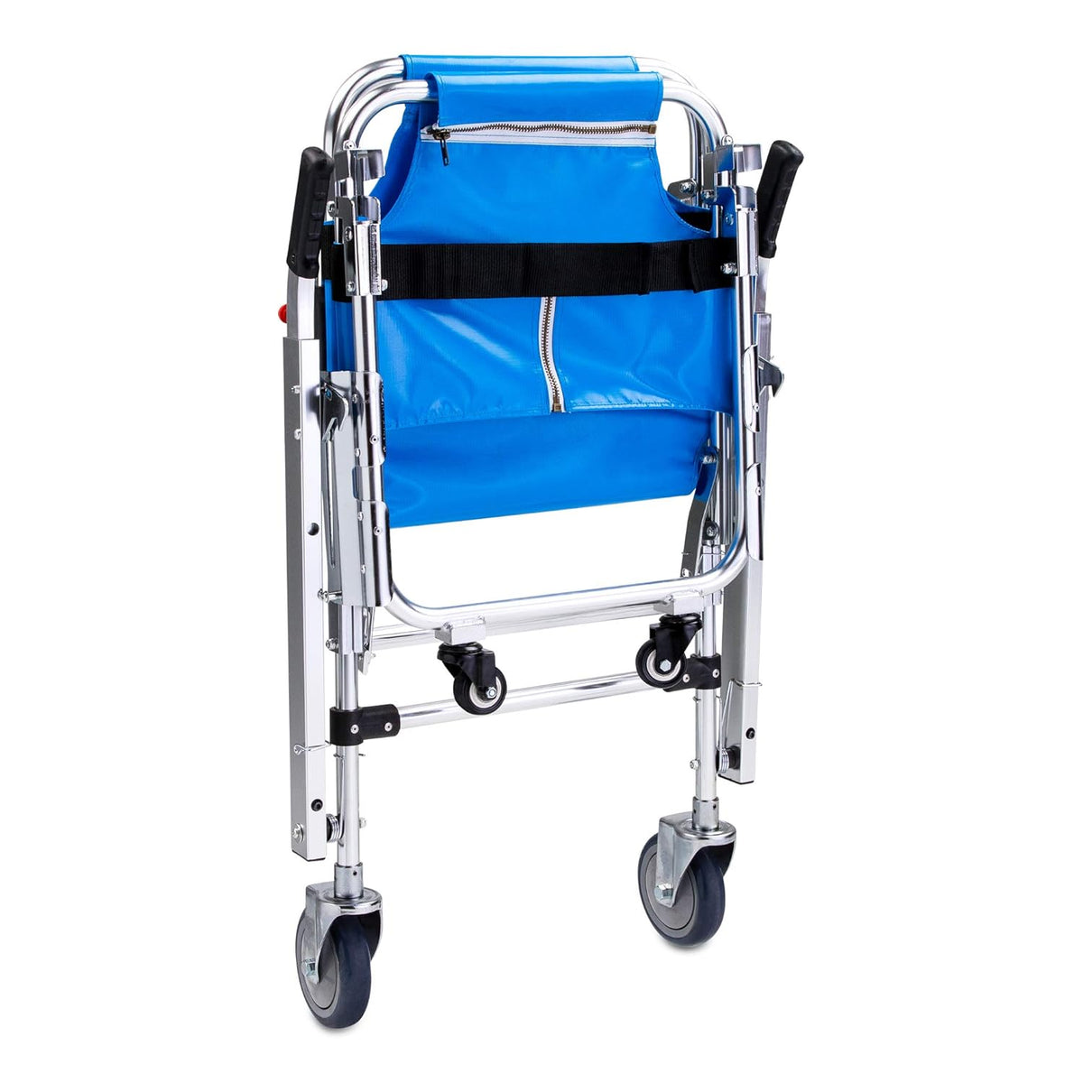 Blue Foldable Aluminum Stair Chair with Patient Restraint Straps 350 lbs Capacity 36″ x 21″ x 28″ U2813
