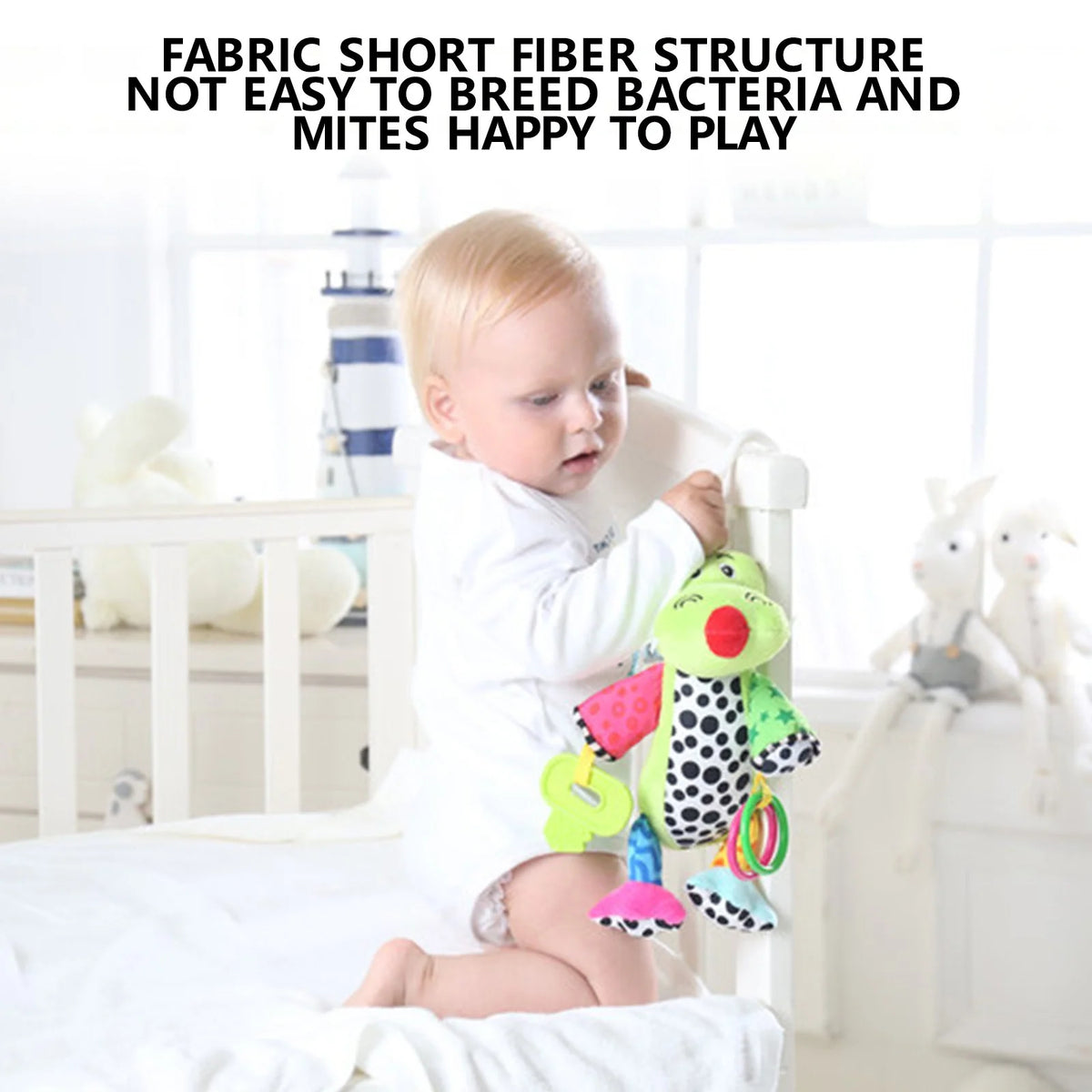 Hanging Stroller Crocodile Toys With 32 Music And Teether, Infant Soft Plush Rattle Z556