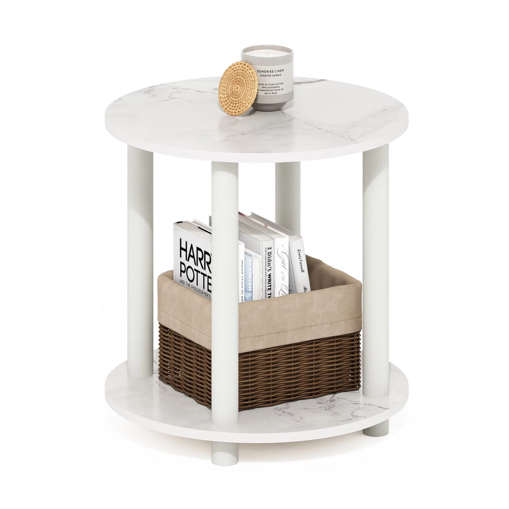 2-Tier Round Wooden End Table A437