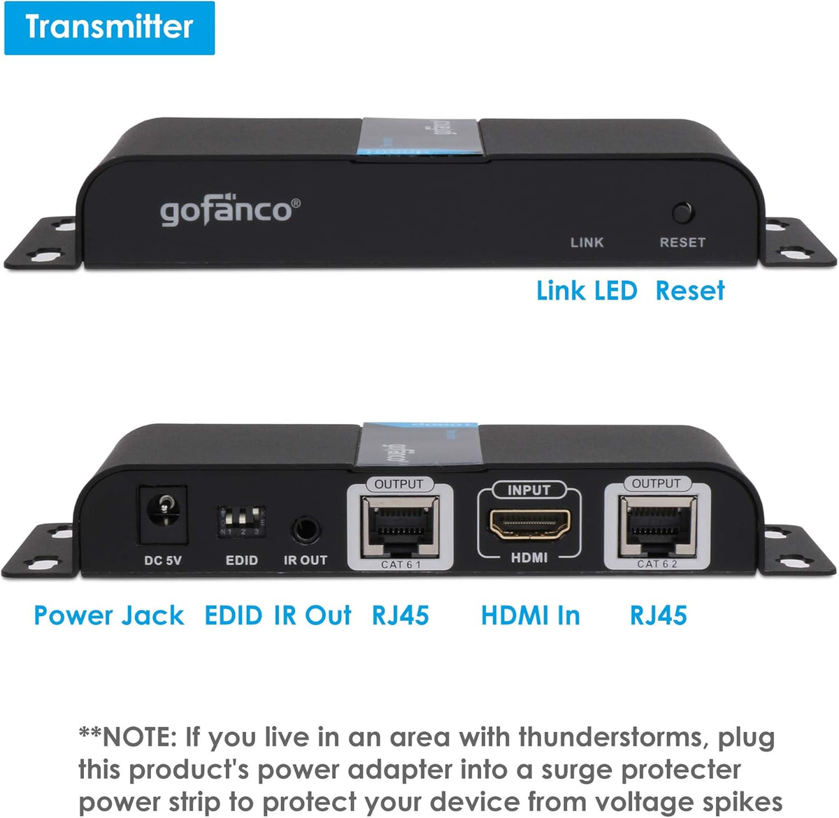 130ft 1080p 1x2 HDMI Extender Splitter Over Ethernet Cable with IR Remote Control W249436