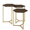 Set of 3 Geometric Nesting Accent Tables Dark Walnut/Gold Z2574
