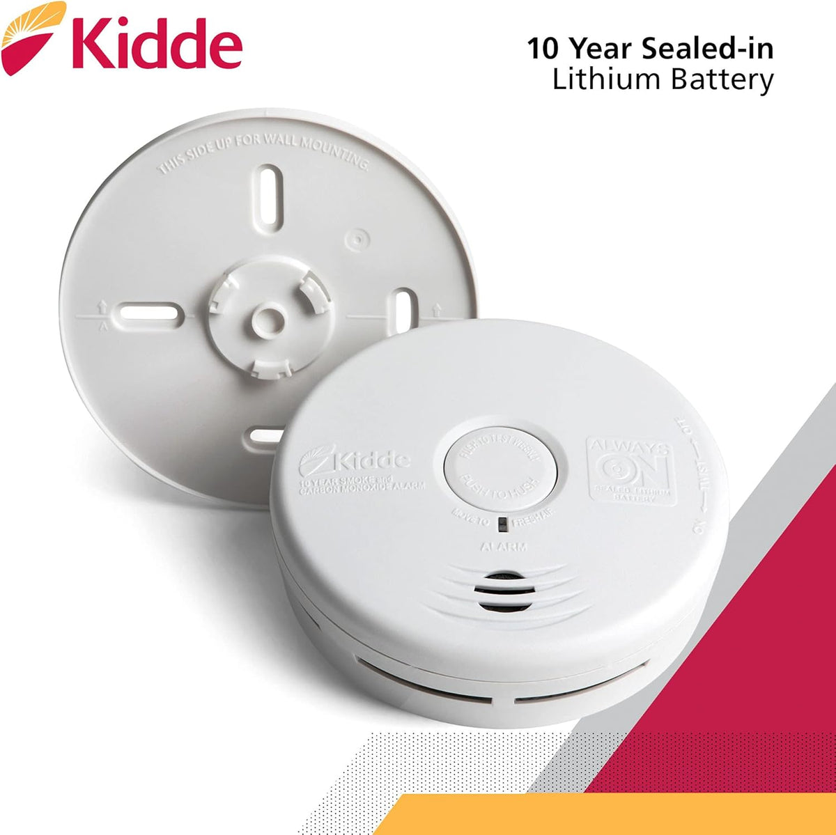 Combination Smoke & CO Alarm with Lithium Battery, Pack of 2 I360