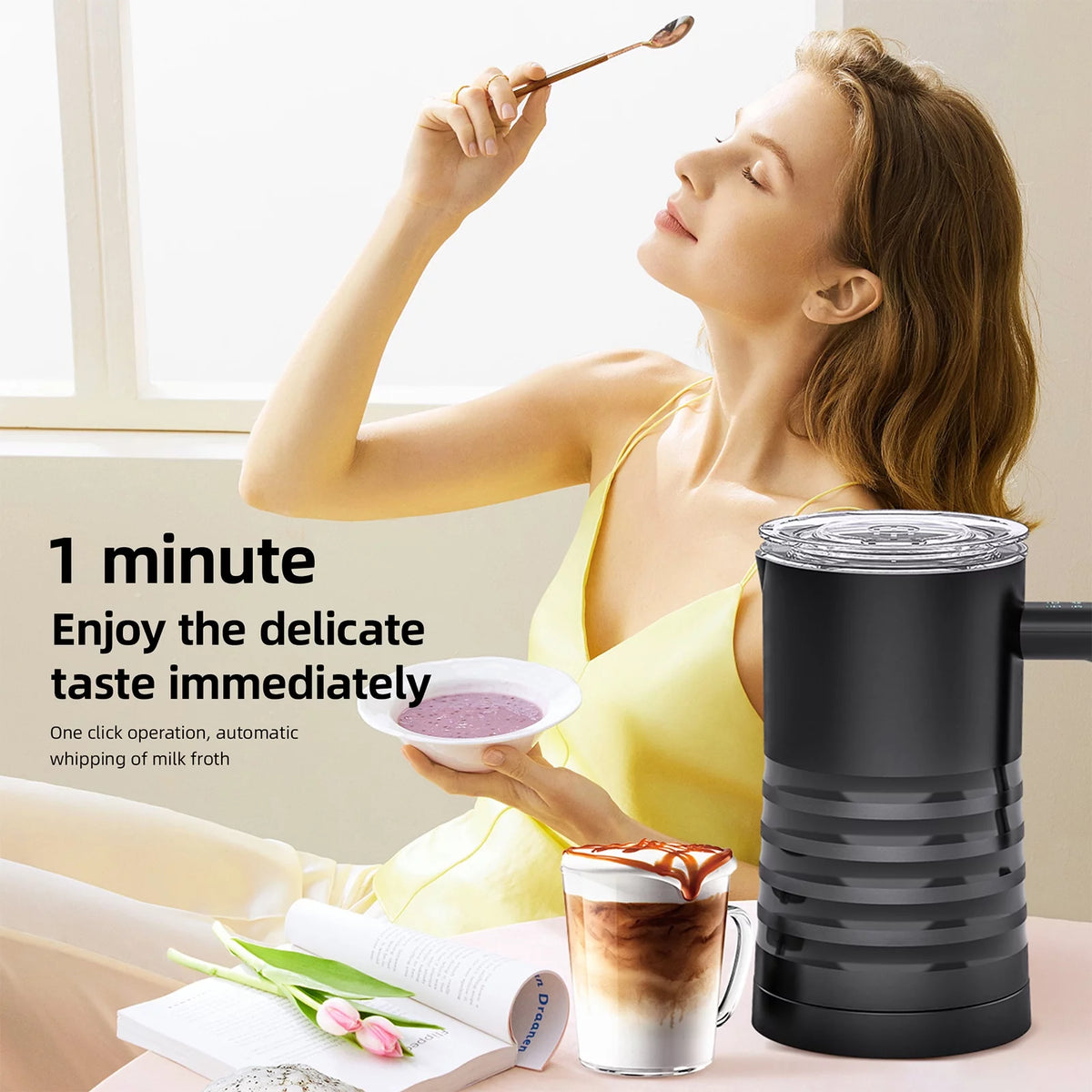 4 in 1 Electric Milk Frother Steamer 580ml Stainless Steel R98779