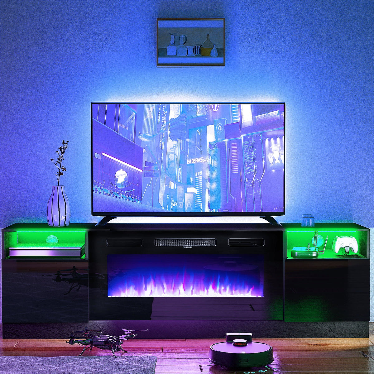 Black Fireplace TV Stand with 36'' Electric Fireplace N698650