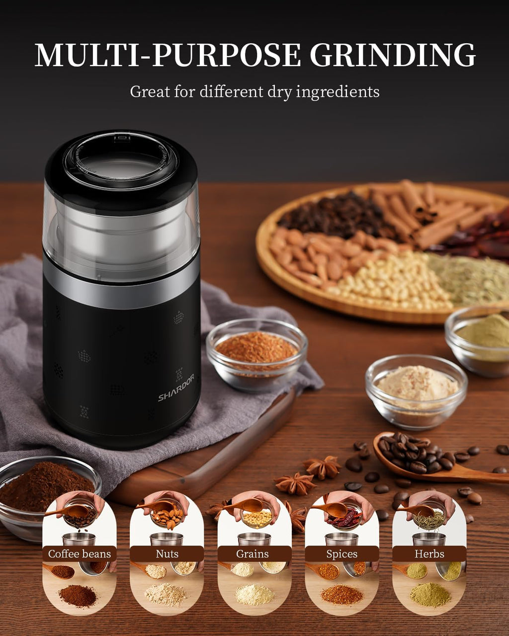 Black Silent Electric Spice Grinder F40343