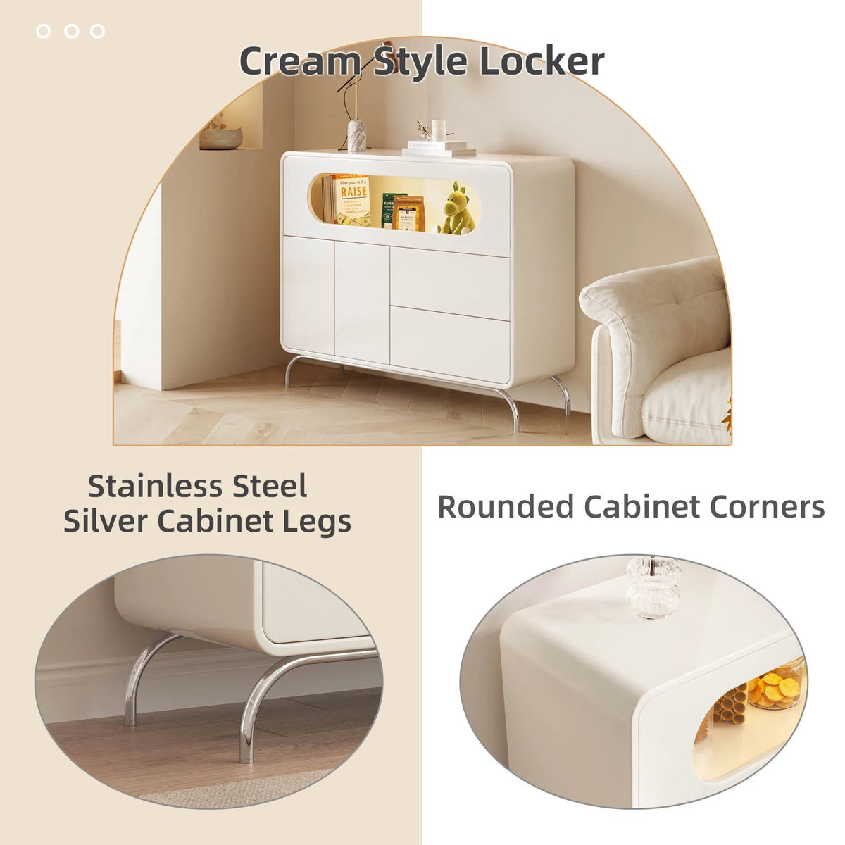 White Storage Cabinet with 2 Doors and 2 Drawers M770
