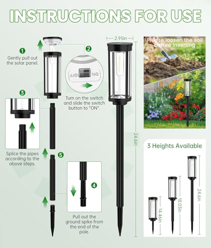 8 Pack Solar Powered Waterproof Outdoor Pathway Lights N9302