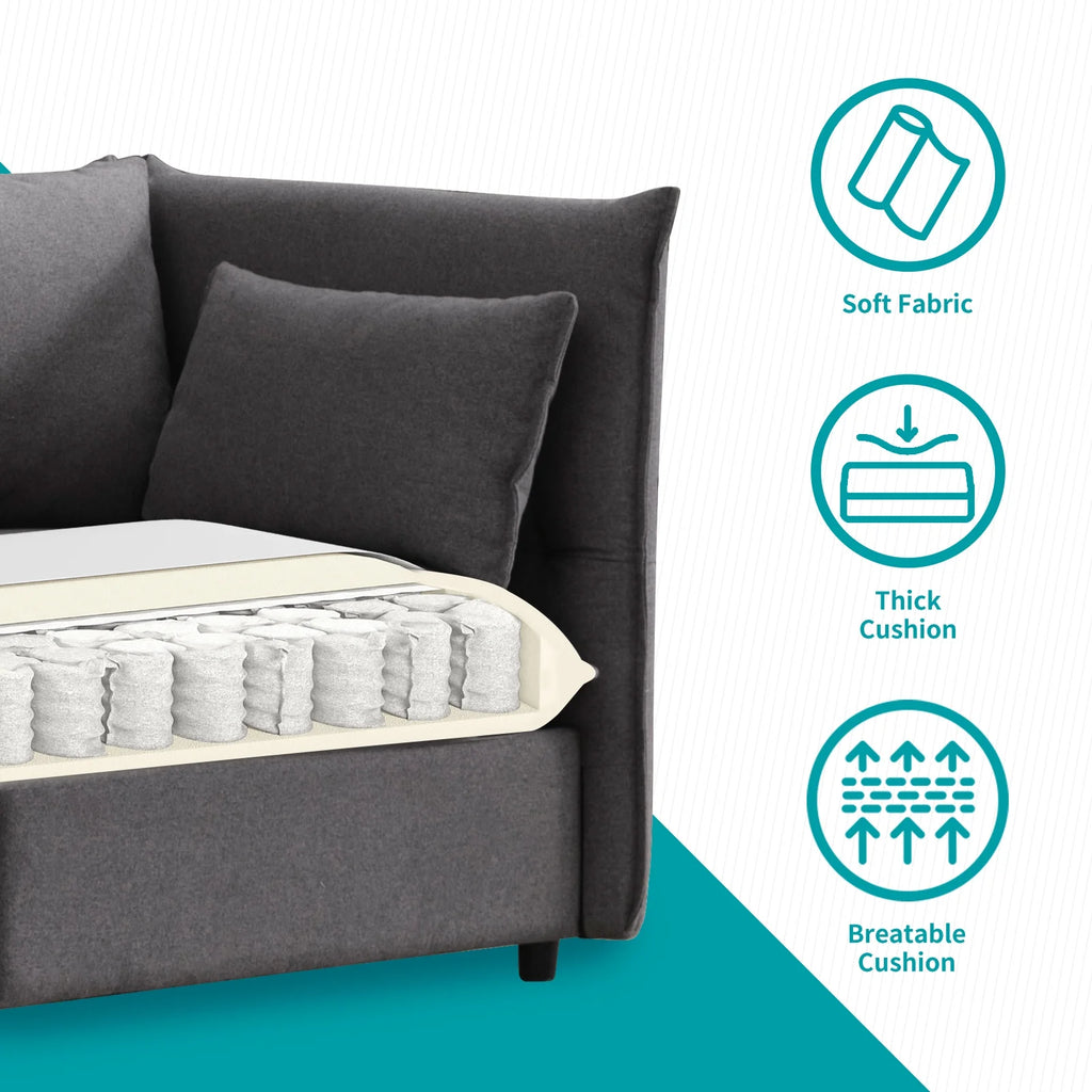 Dark Grey Linen Convertible Sectional Sofa Set A379611