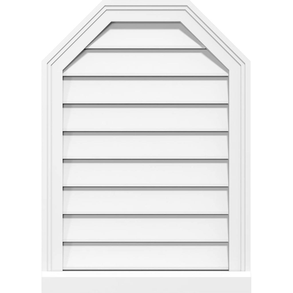 34x22W x 34x22H Octagonal Top Surface Mount PVC Gable Vent with Brickmoul T302