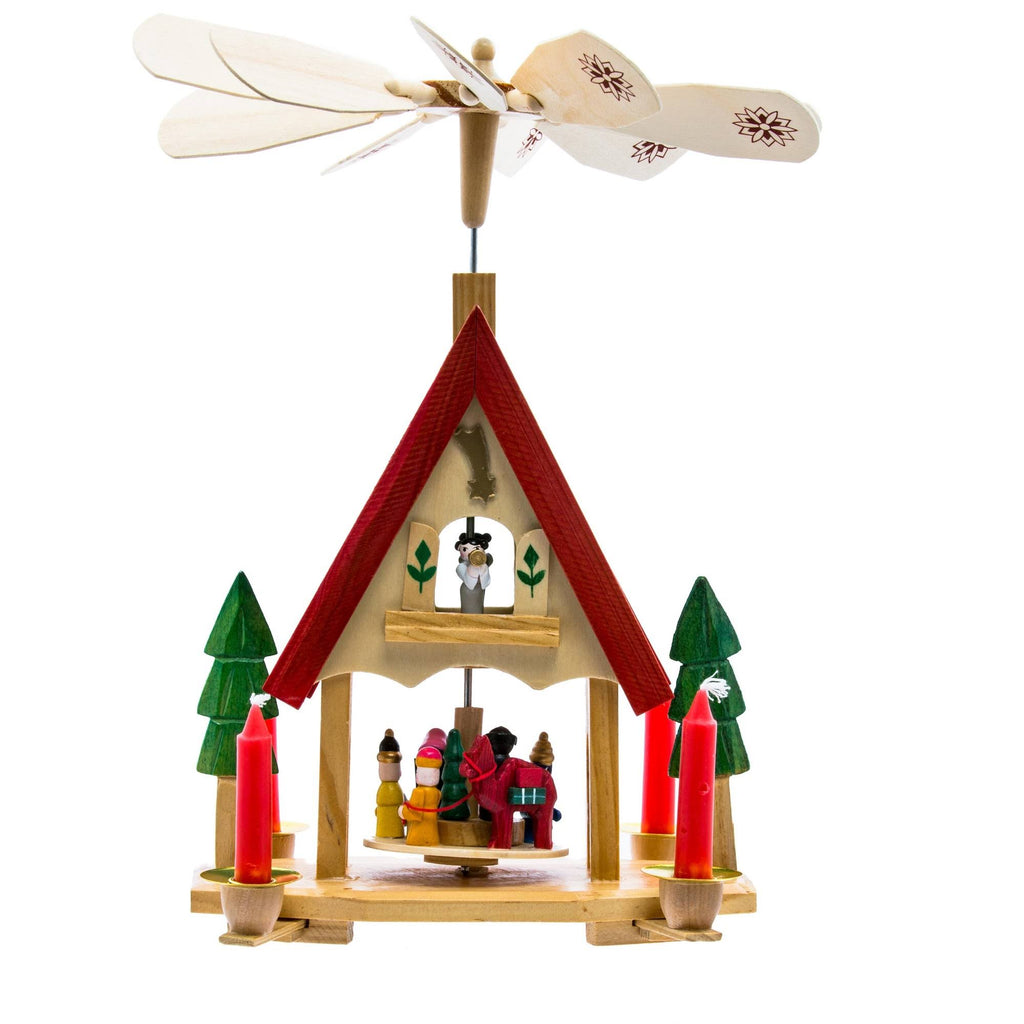 12x22 Wood Alpine House Carousel with Candles Y745033