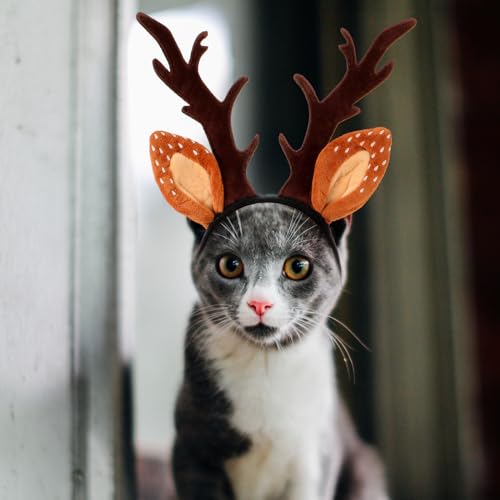 Christmas Hat for Cat Pet Deer Costume Antler Headband W896