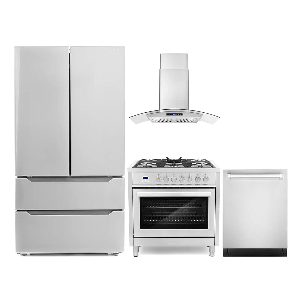 36 Dual Fuel Range, Wall Mount Range Hood, Refrigerator with Ice Maker and Dishwasher K70415