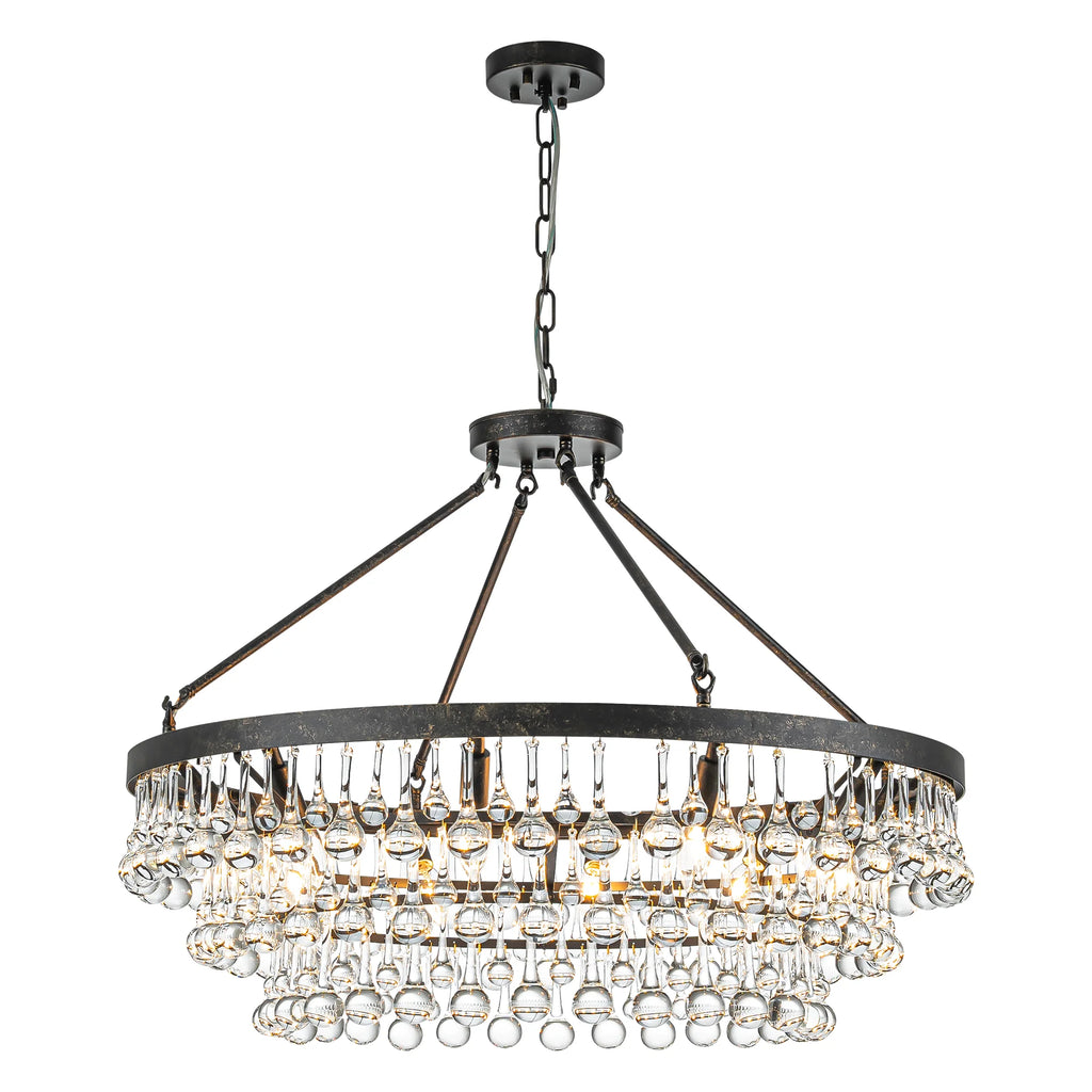 10-Light 3-Tier Drum Crystal Chandelier C4259