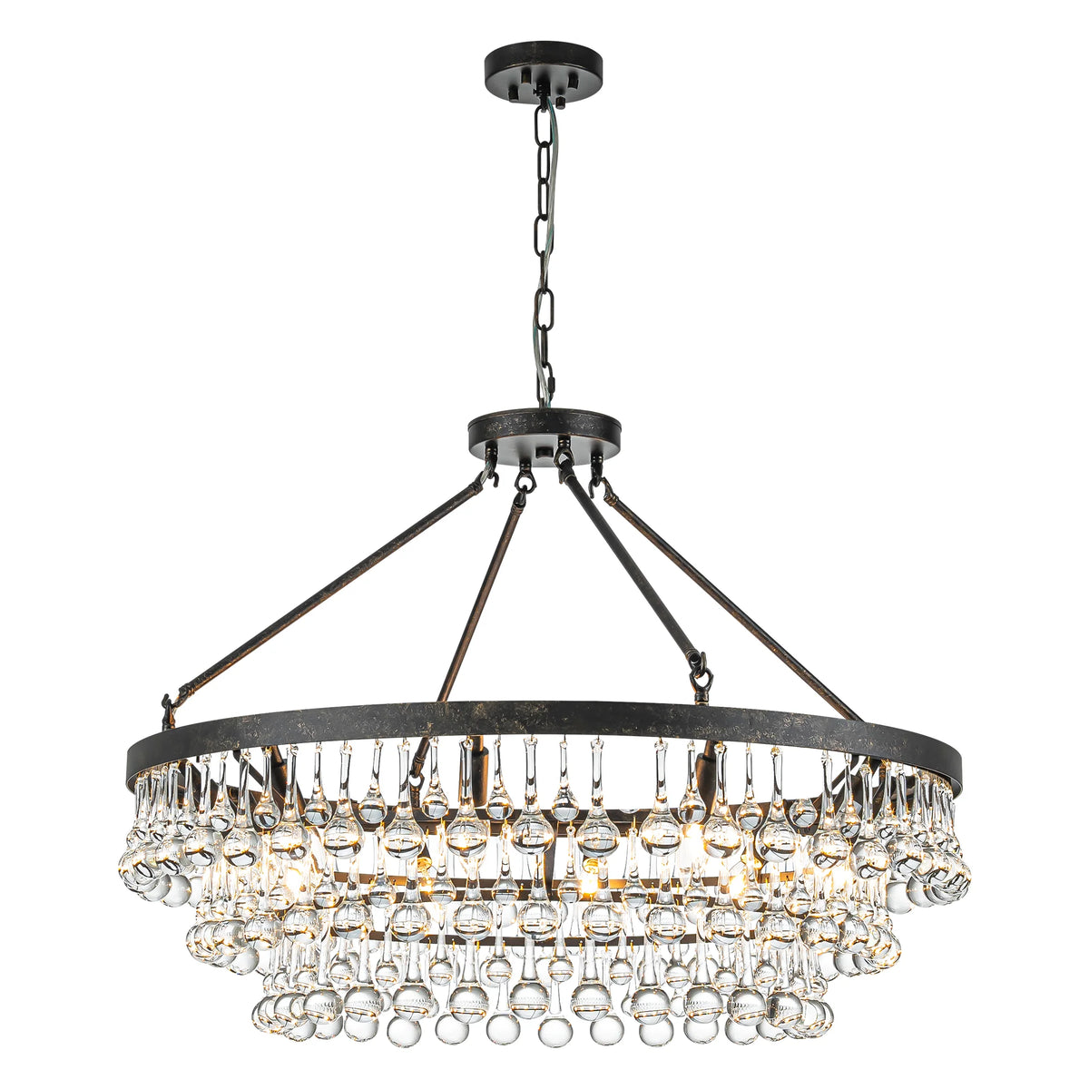 10-Light 3-Tier Drum Crystal Chandelier C4259