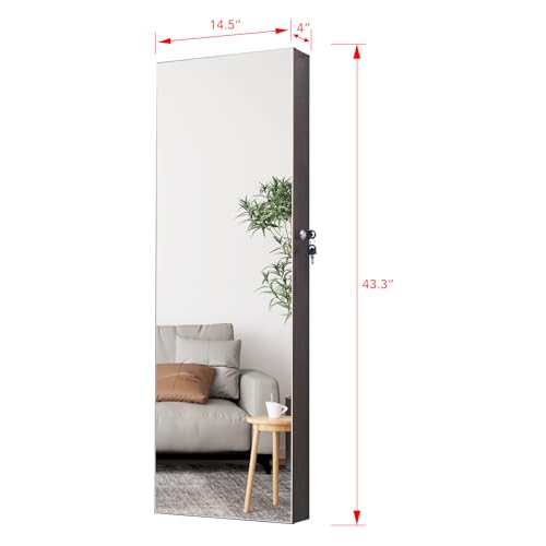 Off-White Jewelry Armoire with Mirror and 2 Drawers U602375