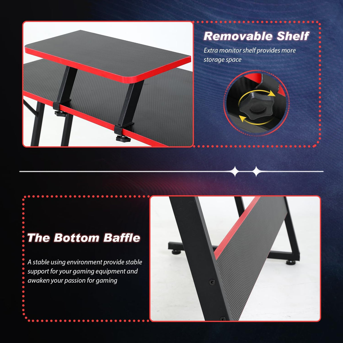 Black L Shaped Corner Computer Desk with Monitor Stand C5427