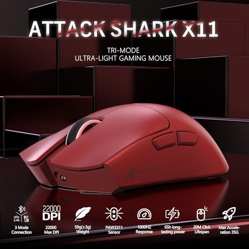 59g Superlight Wireless Gaming Mouse with Grip Tape, RGB Charging Dock, 22000 DPI, 5 Programmable Buttons (Black) D483