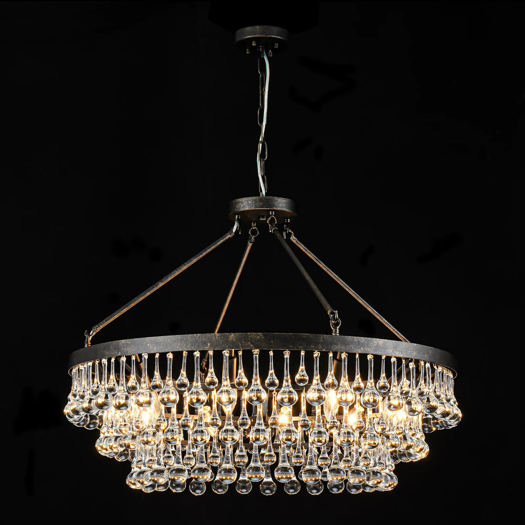 10-Light 3-Tier Drum Crystal Chandelier C4259