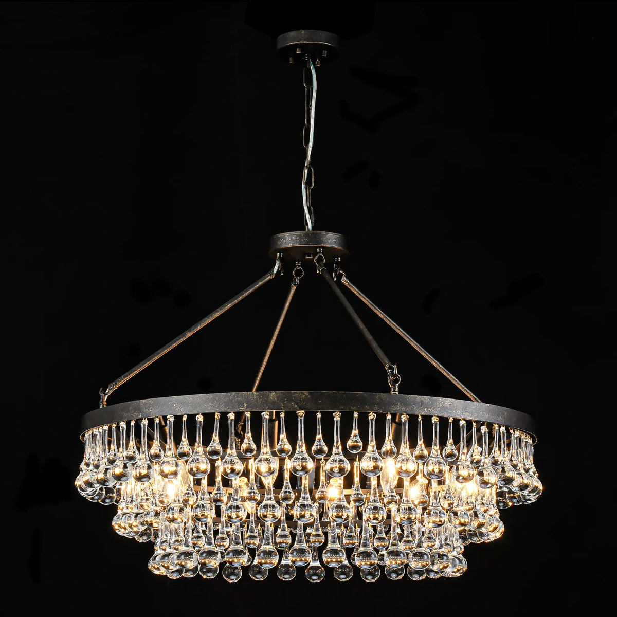 10-Light 3-Tier Drum Crystal Chandelier C4259