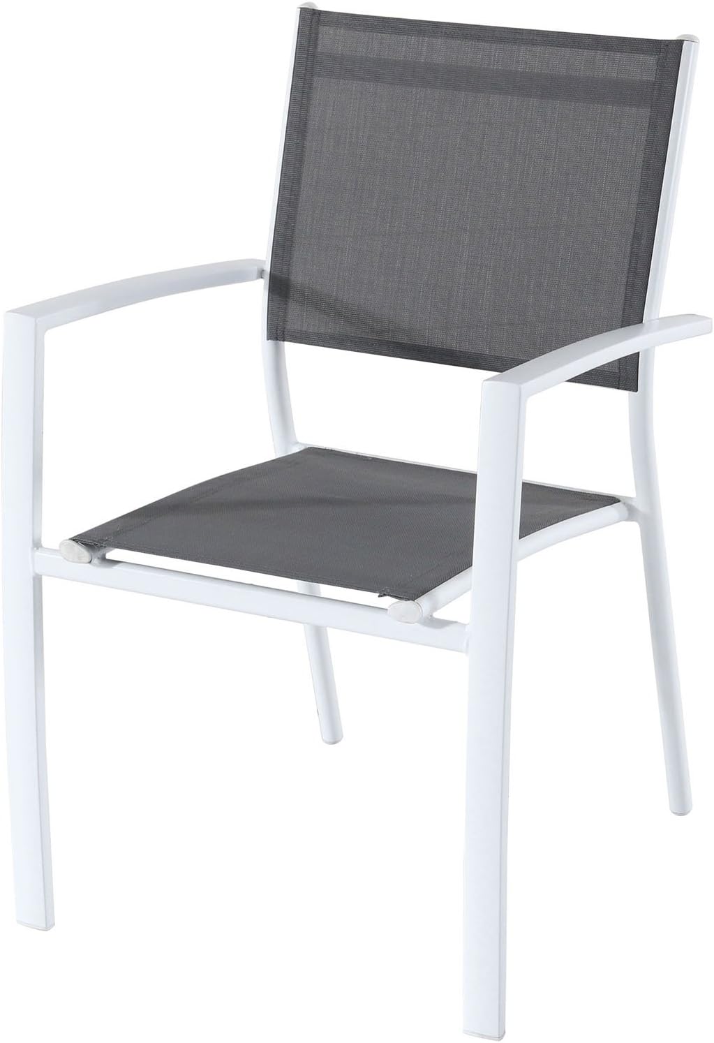 7-Piece Gray White Sling Chairs and Dining Table Outdoor Furniture A5622
