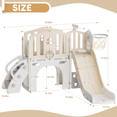 Blue 8 in 1 Toddler Slide with Basketball Hoop and Ball G9073