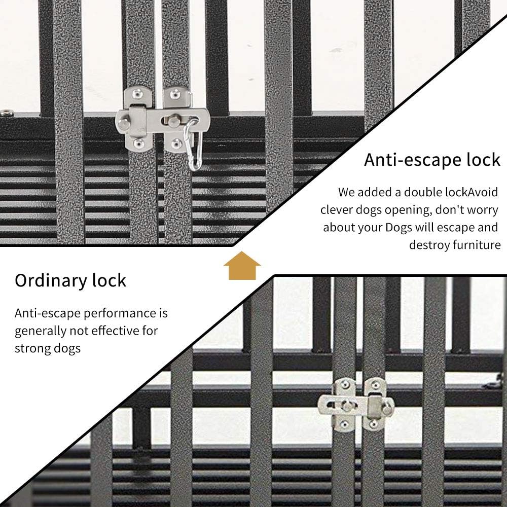38 Heavy Duty Metal Dog Crate with Double Doors and Wheels, Black P54548