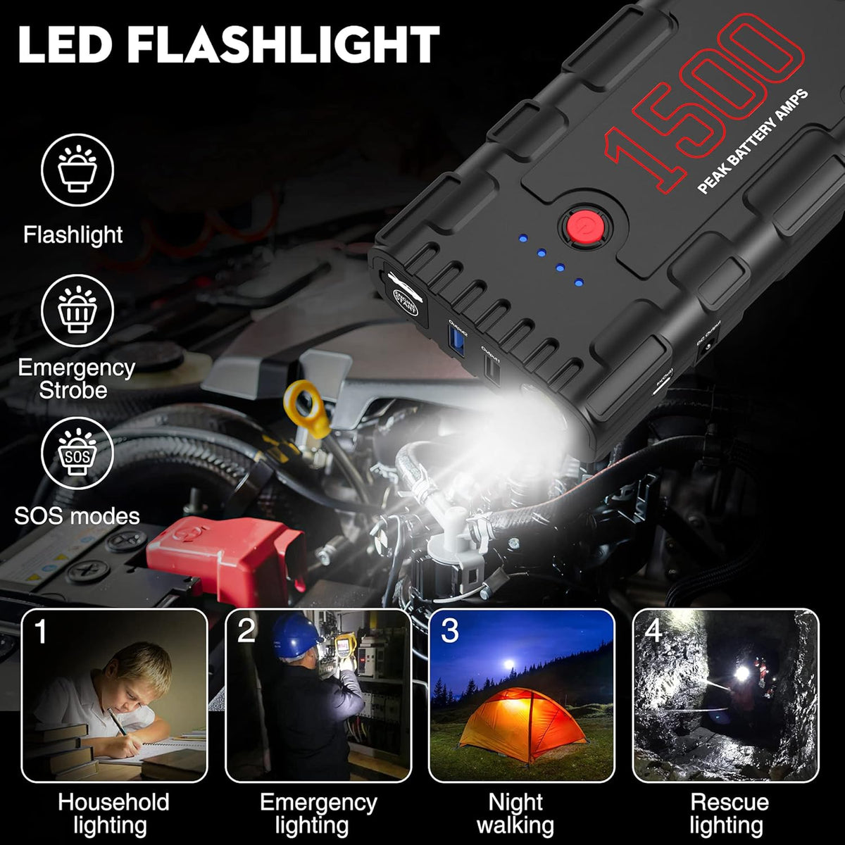 21800mAh 12V Portable Car Jump Starter Pack of 2 Q64851