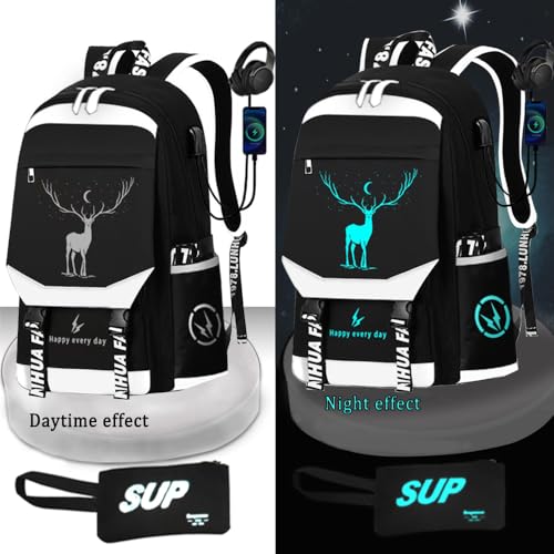 Blue Laptop Backpack with USB Charging Port, Anti-Theft Lock, Pencil Bag A98941