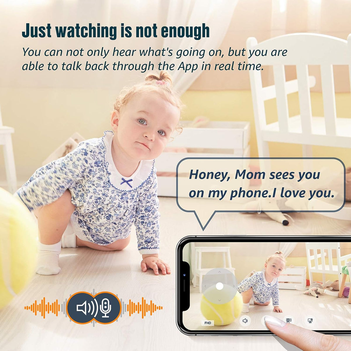 1080P Pan/Tilt/Zoom WiFi Indoor Camera with Night Vision and 2-Way Audio J587708
