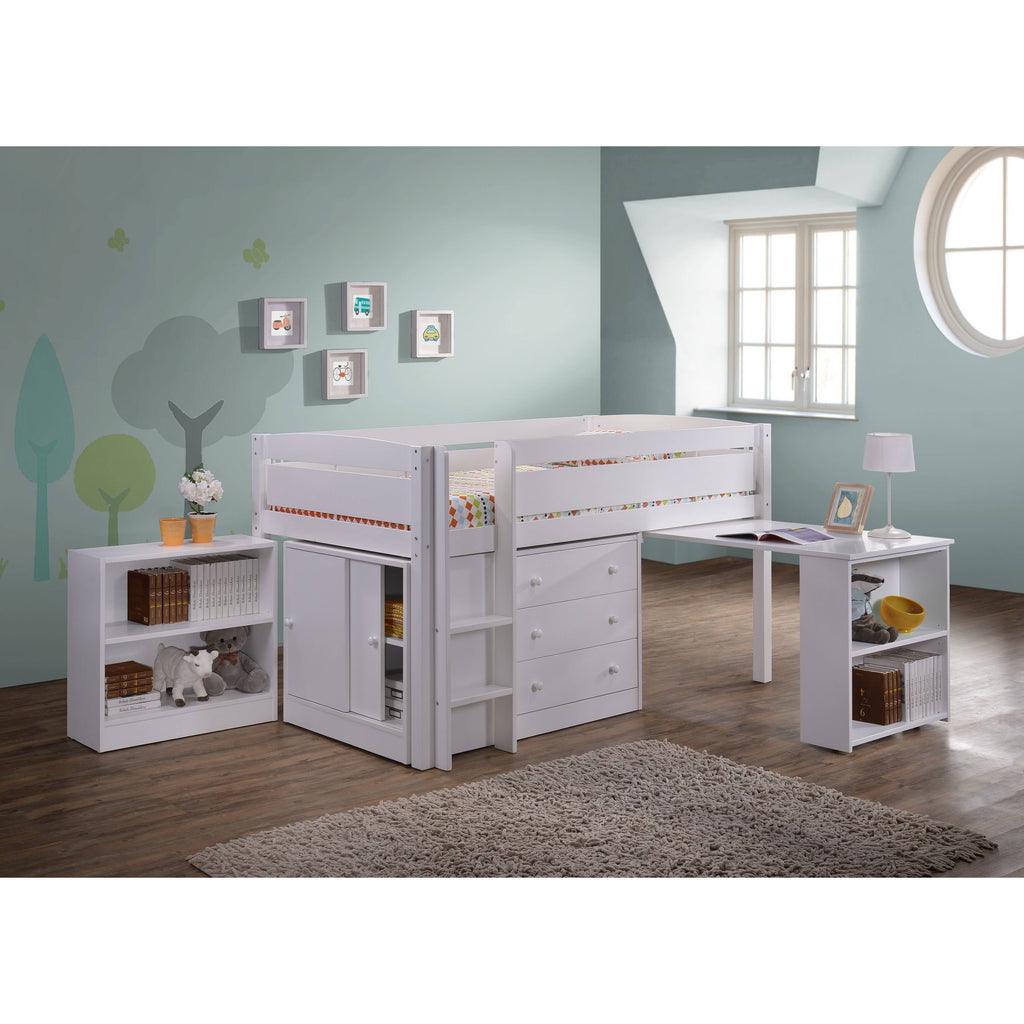 White Wood Loft Bunk Bed D55531