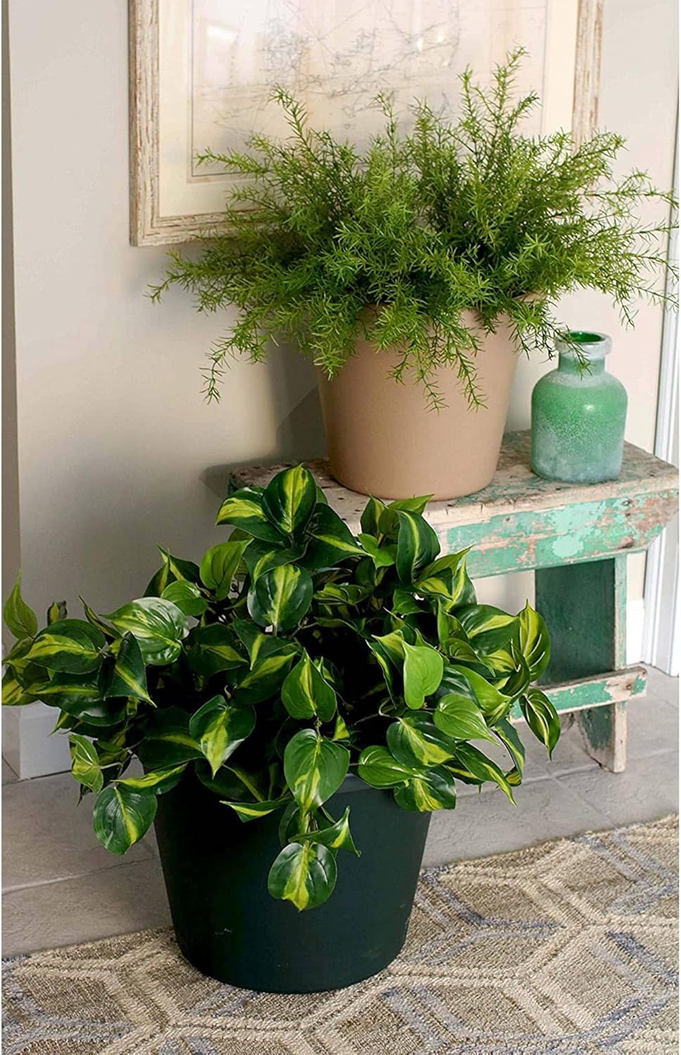 24 Inch Slate Blue Plastic Flower Pot Planter with Drainage Holes (2 Pack) V20162