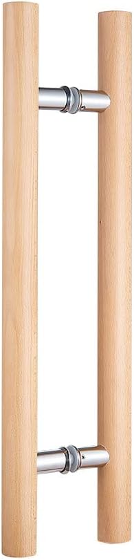 Glass Door Handle 304 Solid Connector Beech Wood Door Pull Length 24inches Wood Color Pack of 2 J413