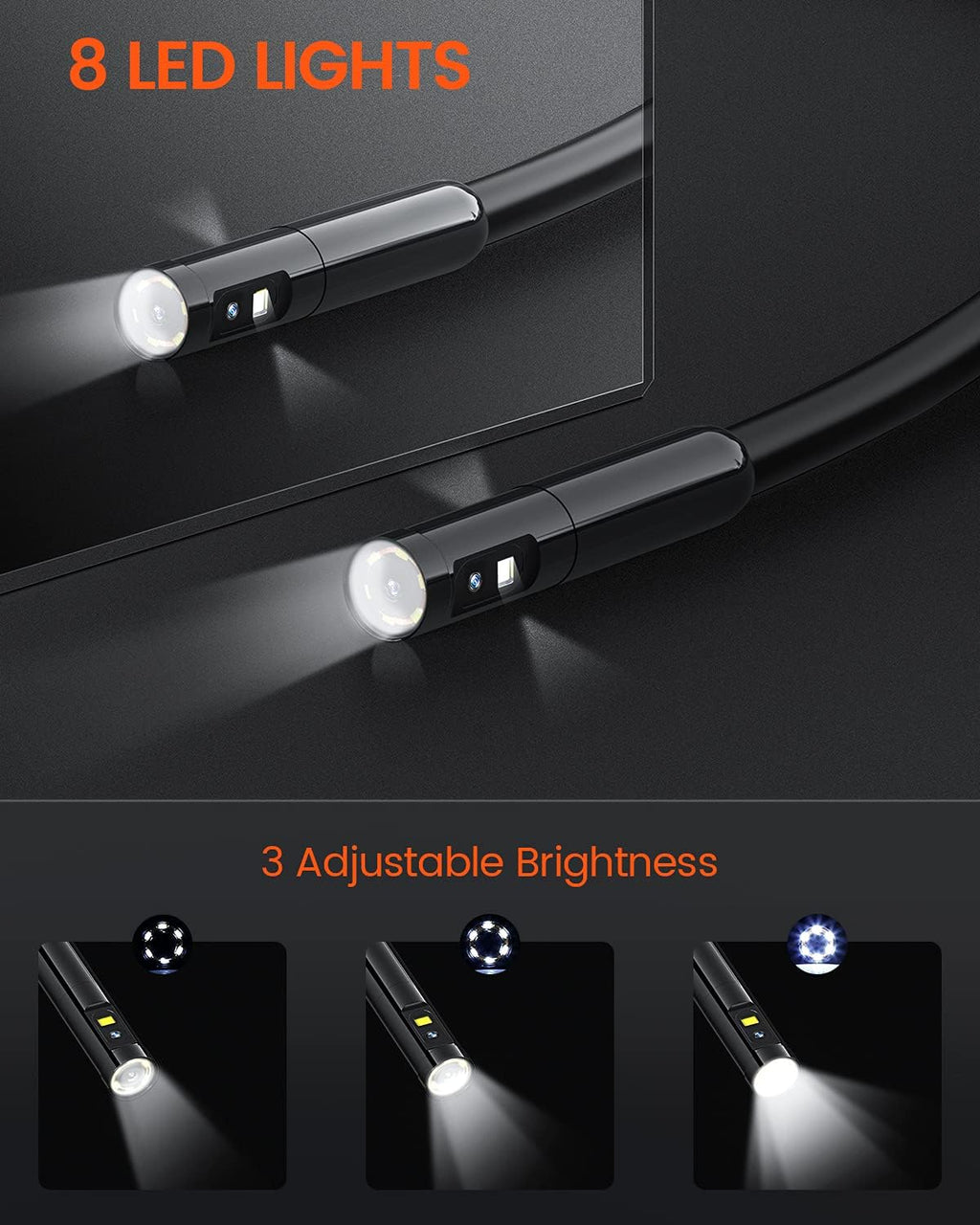 Waterproof Triple Lens Inspection Camera with Light E626
