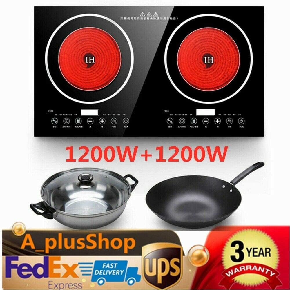 1200W Electric Dual Induction Cooktop Stainless Steel U89180