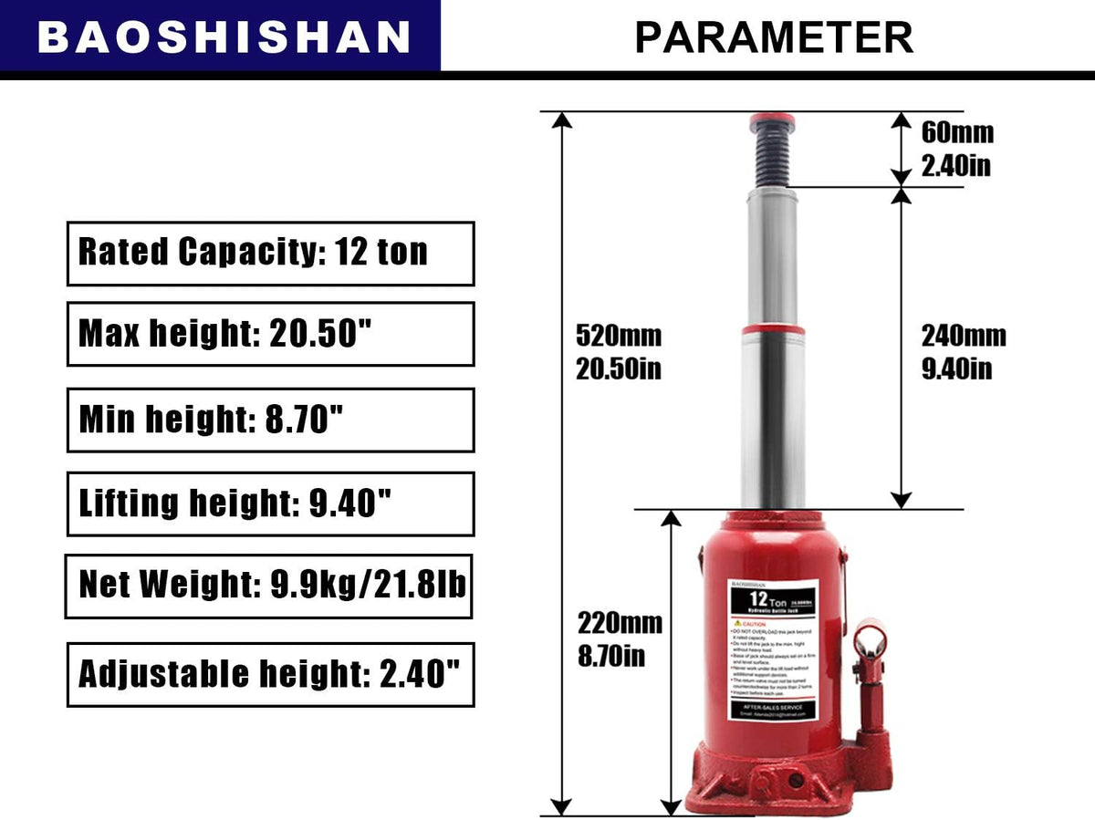 6 Ton Double Ram Hydraulic Bottle Jack C4094