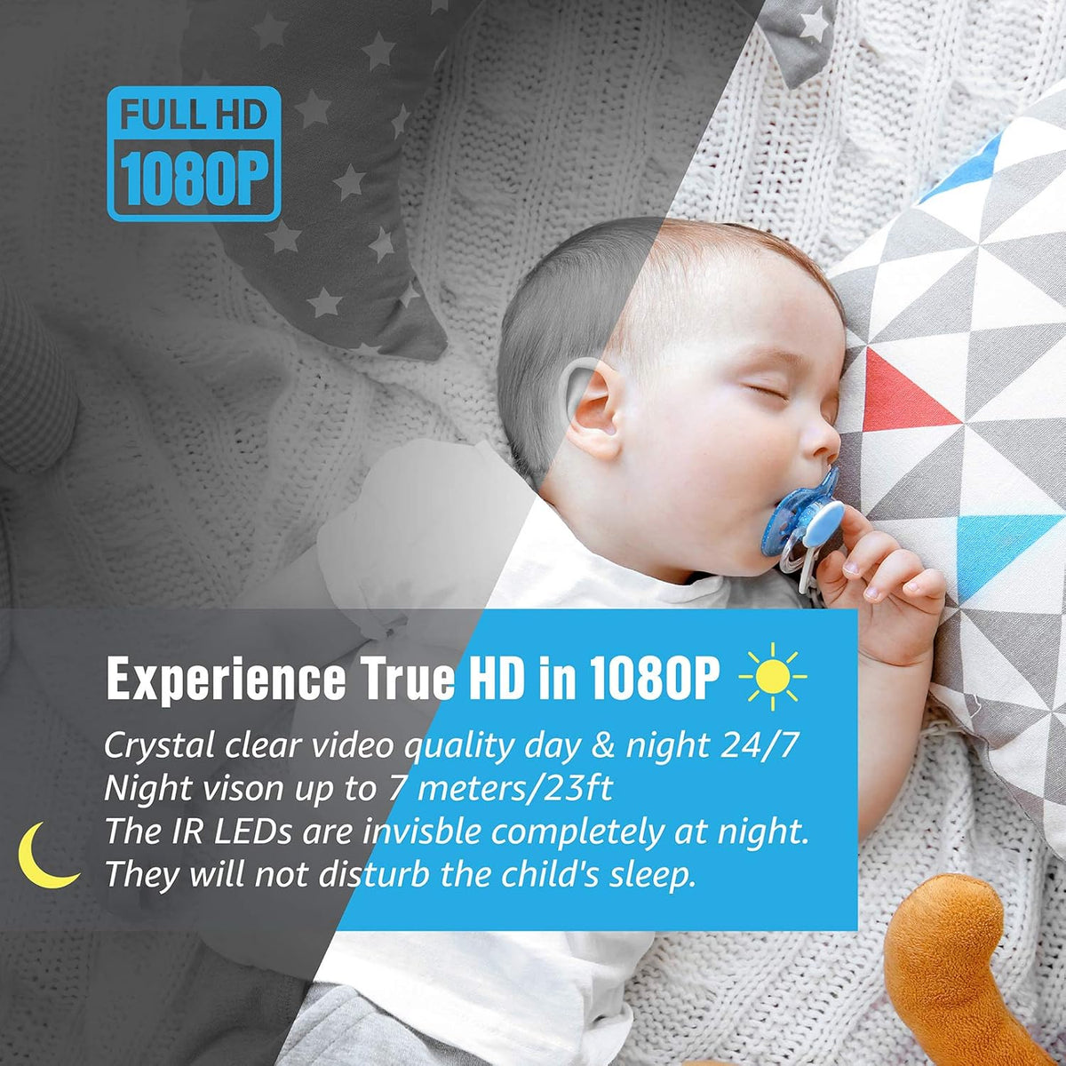 1080P Pan/Tilt/Zoom WiFi Indoor Camera with Night Vision and 2-Way Audio J587708