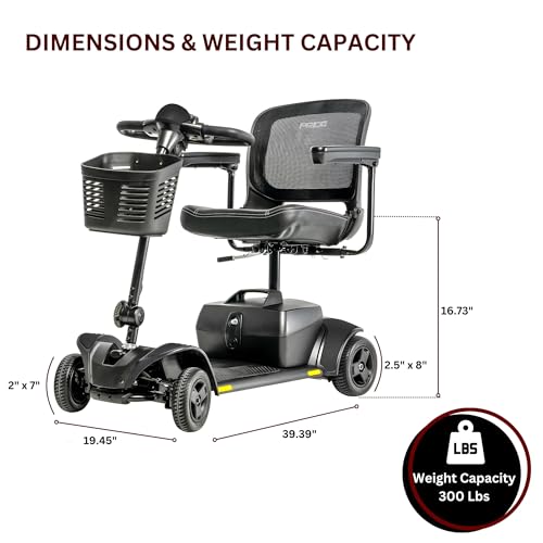 Iceberg Blue 4-Wheel Scooter with 18 Ah Battery, 300 Lbs Weight Capacity, 17"x17" Foldable Seat E2673