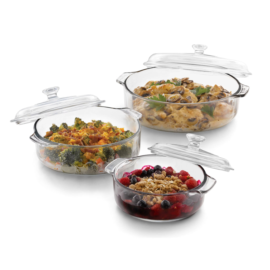 3-Piece Glass Casserole Baking Dish Set with Glass Covers G9027